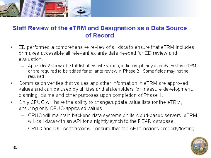 Staff Review of the e. TRM and Designation as a Data Source of Record