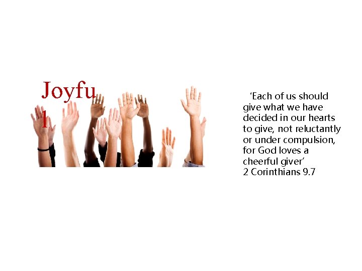 Joyfu l ‘Each of us should give what we have decided in our hearts