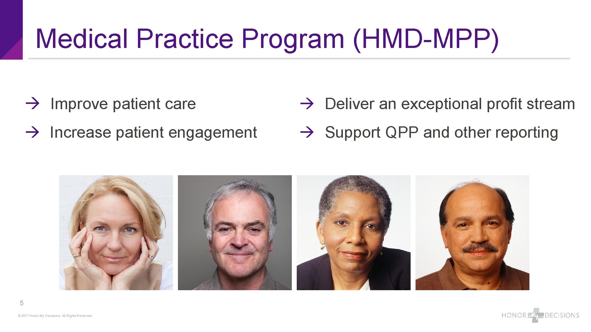 Medical Practice Program (HMD-MPP) Improve patient care Deliver an exceptional profit stream Increase patient