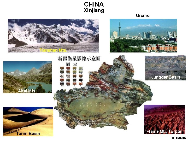 CHINA Xinjiang Urumqi Tianshan Mts. Junggar Basin Altai Mts. Tarim Basin Flame Mt. ,