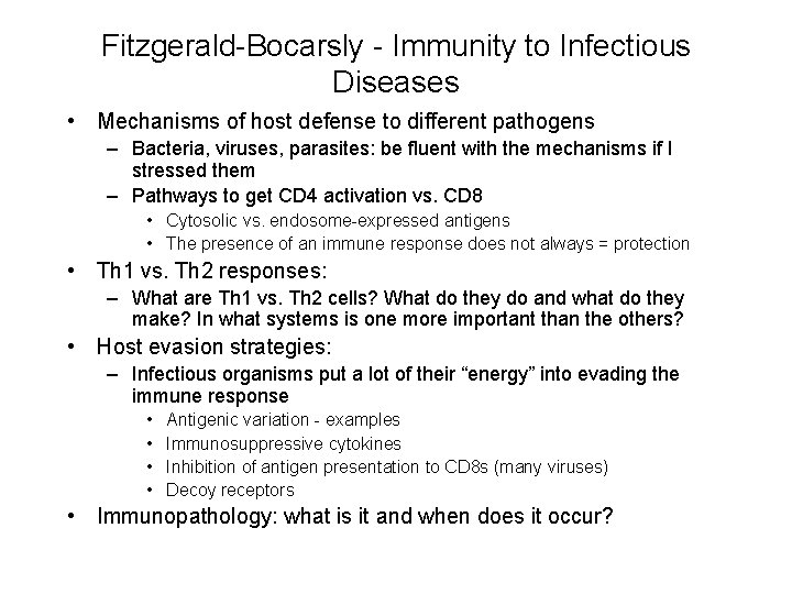 Fitzgerald-Bocarsly - Immunity to Infectious Diseases • Mechanisms of host defense to different pathogens