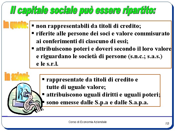  non rappresentabili da titoli di credito; riferite alle persone dei soci e valore