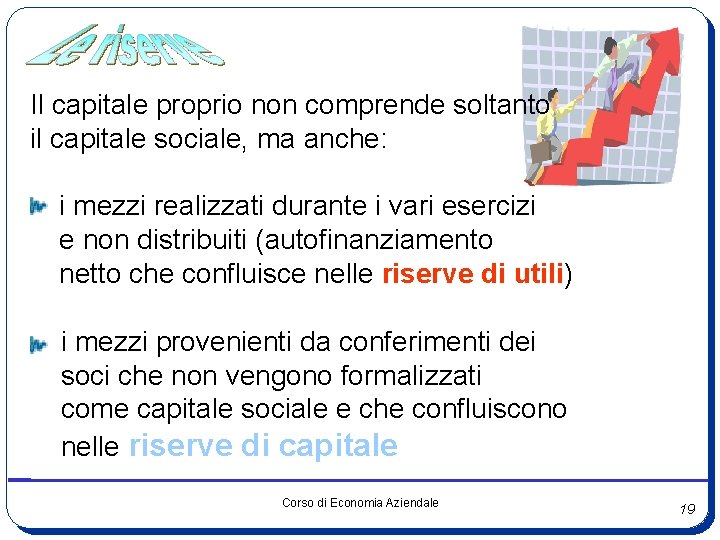 Il capitale proprio non comprende soltanto il capitale sociale, ma anche: i mezzi realizzati