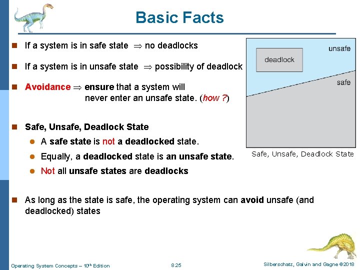 Basic Facts n If a system is in safe state no deadlocks n If