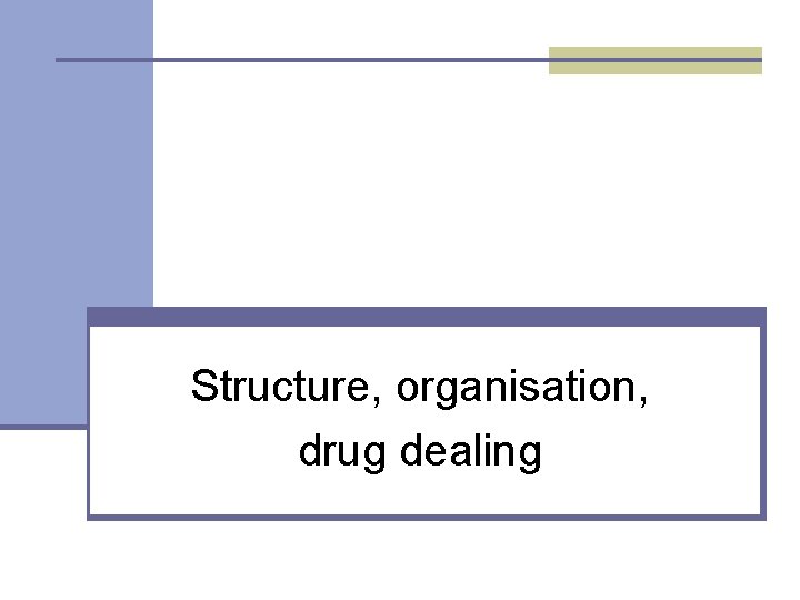 Structure, organisation, drug dealing 