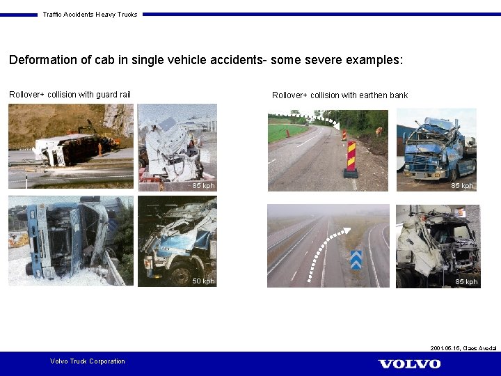 Traffic Accidents Heavy Trucks Deformation of cab in single vehicle accidents- some severe examples: