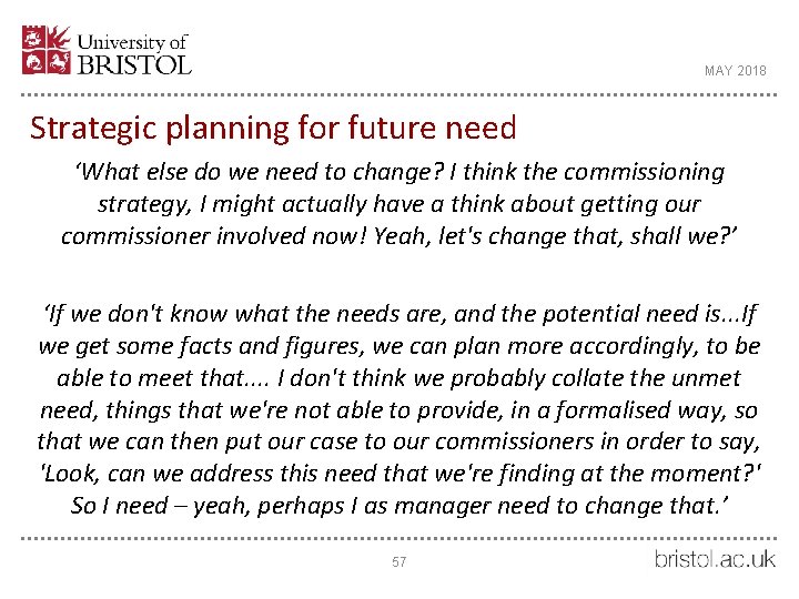 MAY 2018 Strategic planning for future need ‘What else do we need to change?