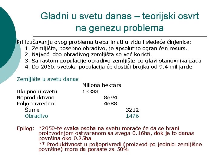 Gladni u svetu danas – teorijski osvrt na genezu problema Pri izučavanju ovog problema