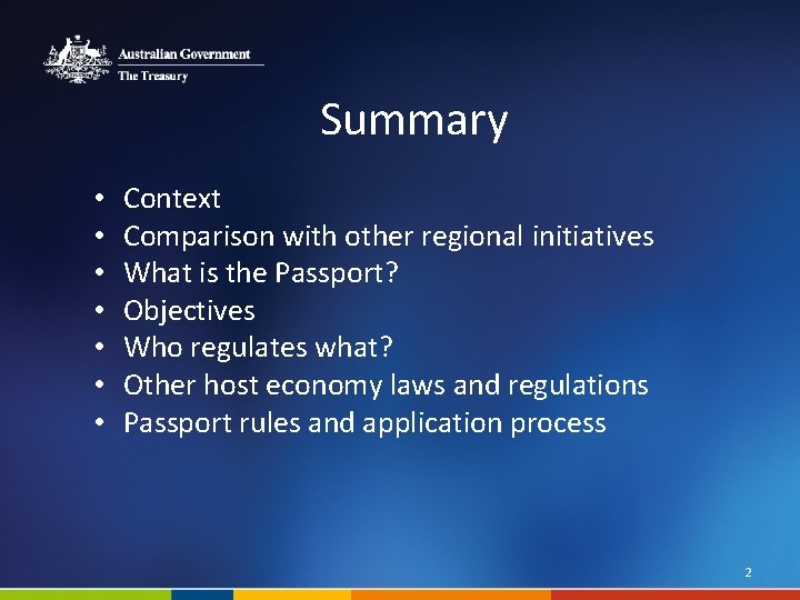 Summary • • Context Comparison with other regional initiatives What is the Passport? Objectives Summary • • Context Comparison with other regional initiatives What is the Passport? Objectives