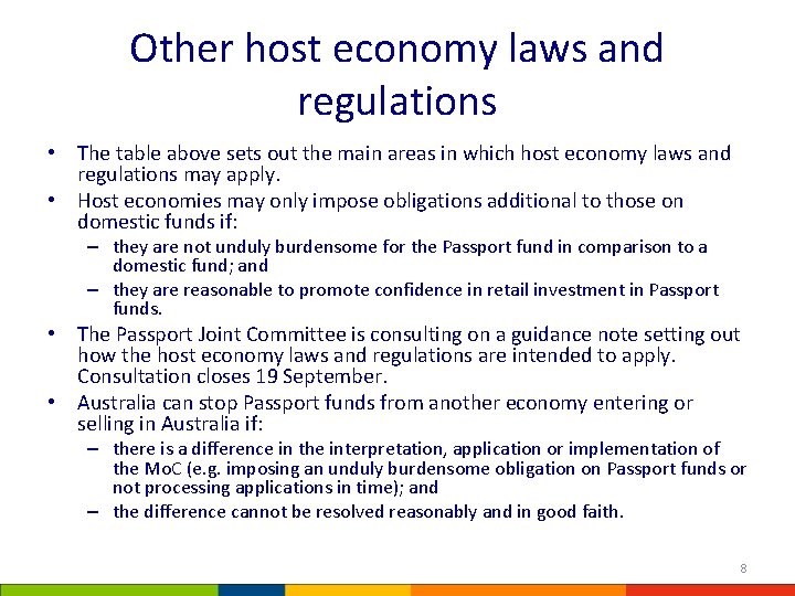 Other host economy laws and regulations • The table above sets out the main Other host economy laws and regulations • The table above sets out the main