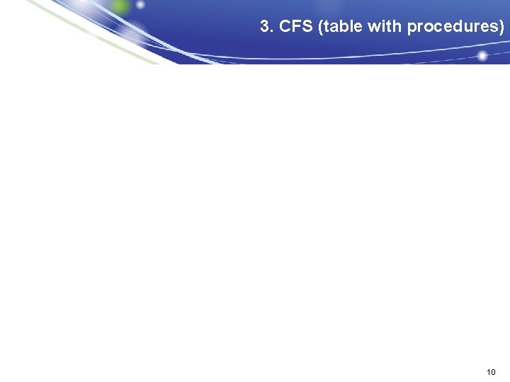 3. CFS (table with procedures) 10 