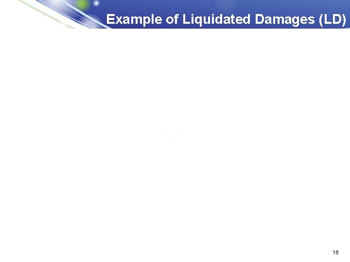 Example of Liquidated Damages (LD) 18 