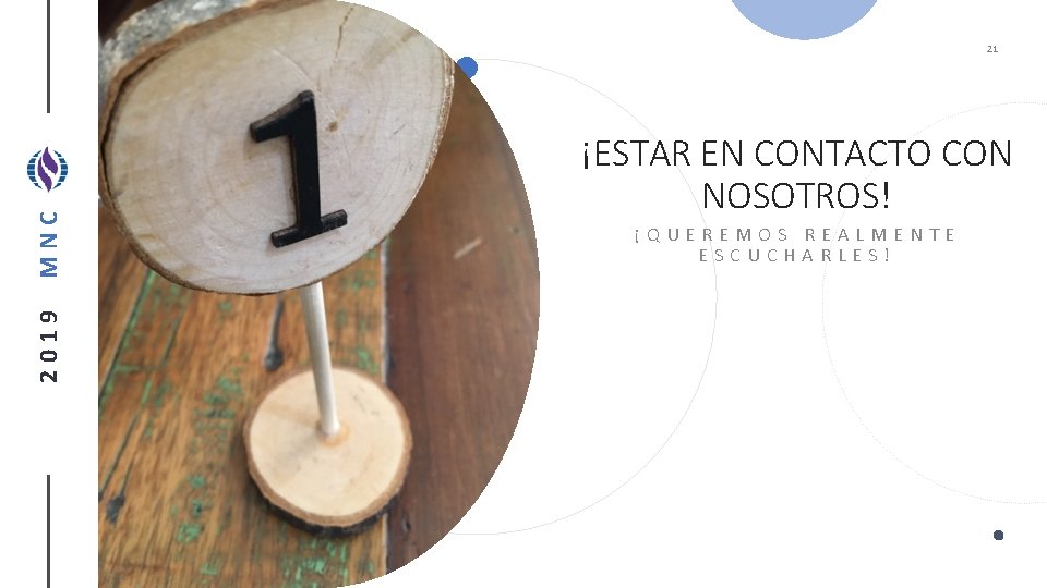 2019 MNC 21 ¡ESTAR EN CONTACTO CON NOSOTROS! ¡QUEREMOS REALMENTE ESCUCHARLES! 