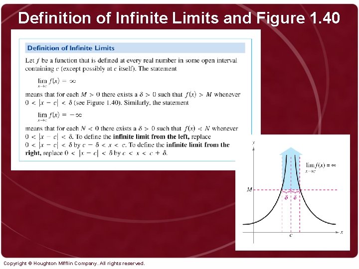 Definition of Infinite Limits and Figure 1. 40 Copyright © Houghton Mifflin Company. All