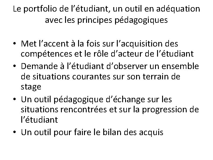 Le portfolio de l’étudiant, un outil en adéquation avec les principes pédagogiques • Met