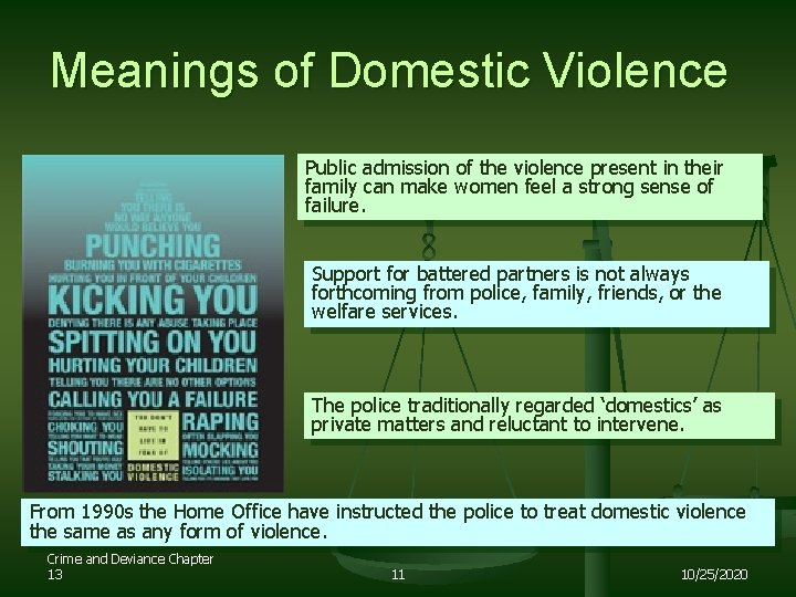 Meanings of Domestic Violence Public admission of the violence present in their family can