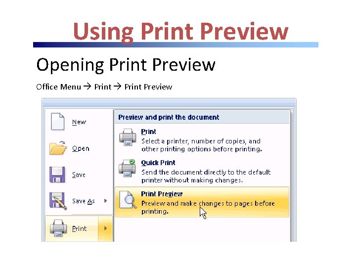 Using Print Preview Opening Print Preview Office Menu Print Preview Using Print Preview Opening Print Preview Office Menu Print Preview