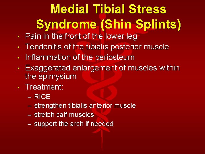 Medial Tibial Stress Syndrome (Shin Splints) • • • Pain in the front of