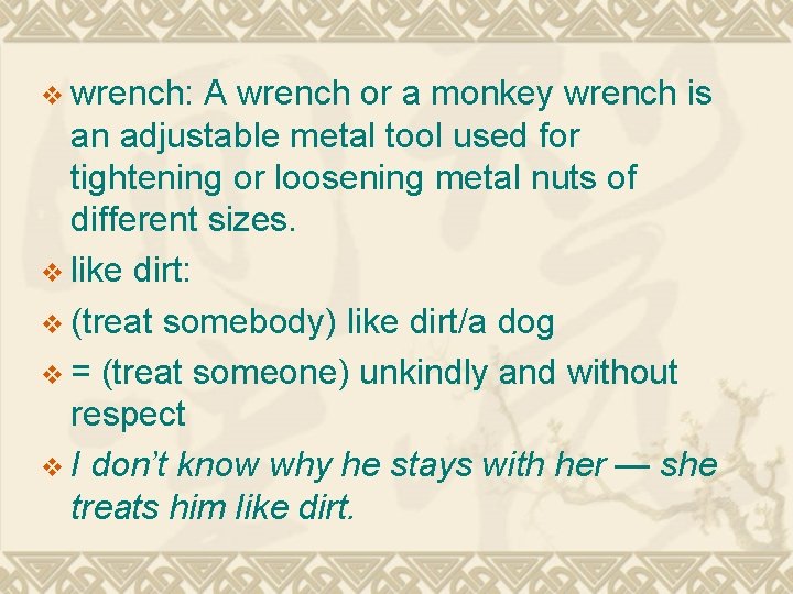 v wrench: A wrench or a monkey wrench is an adjustable metal tool used v wrench: A wrench or a monkey wrench is an adjustable metal tool used