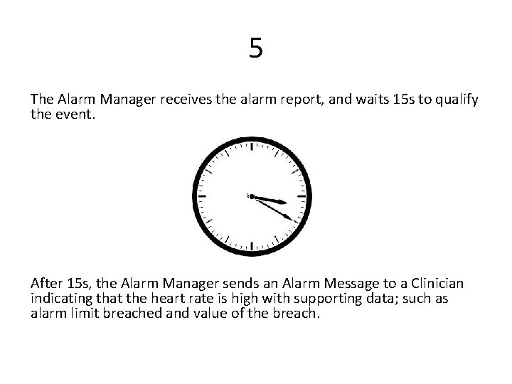 5 The Alarm Manager receives the alarm report, and waits 15 s to qualify