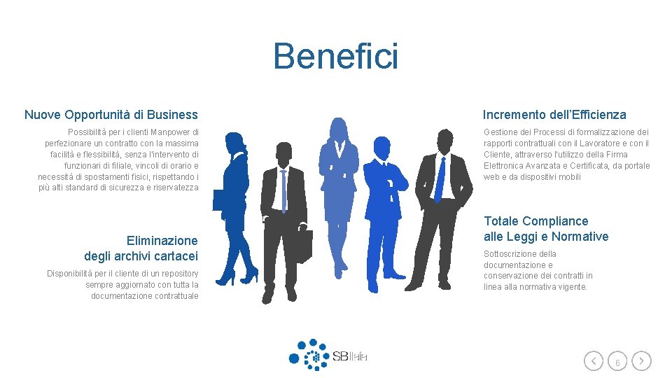 Benefici Nuove Opportunità di Business Possibilità per i clienti Manpower di perfezionare un contratto