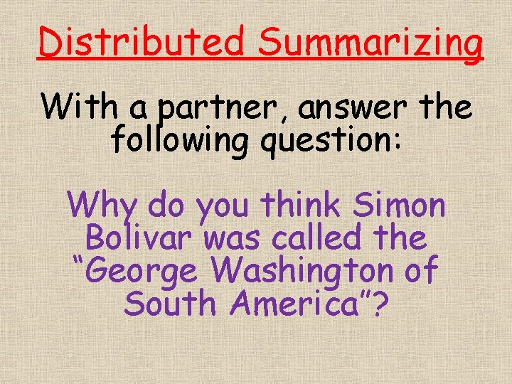 Distributed Summarizing With a partner, answer the following question: Why do you think Simon