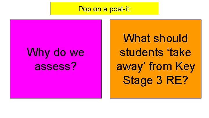 Pop on a post-it: Why do we assess? What should students ‘take away’ from