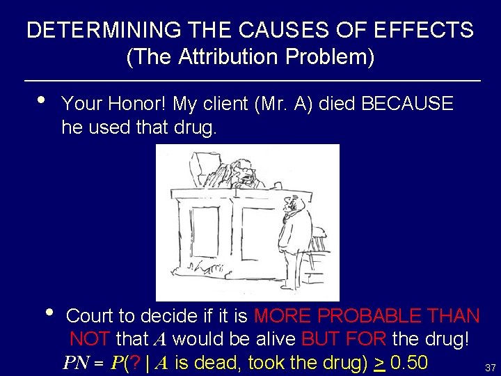 DETERMINING THE CAUSES OF EFFECTS (The Attribution Problem) • • Your Honor! My client