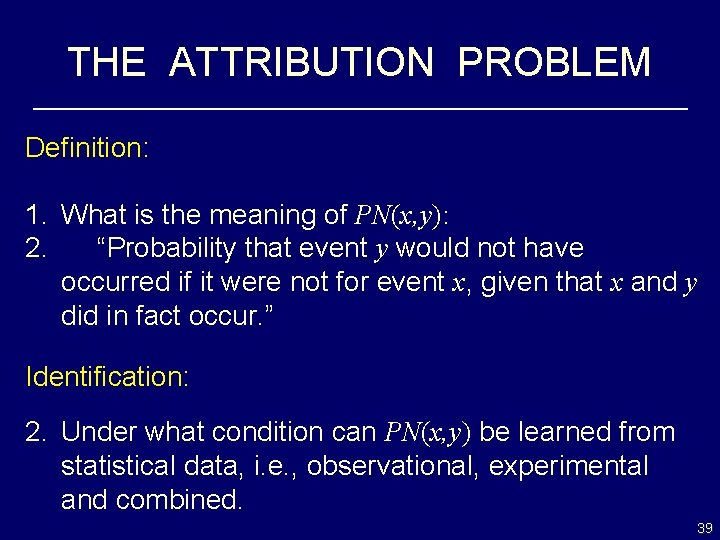 THE ATTRIBUTION PROBLEM Definition: 1. What is the meaning of PN(x, y): 2. “Probability