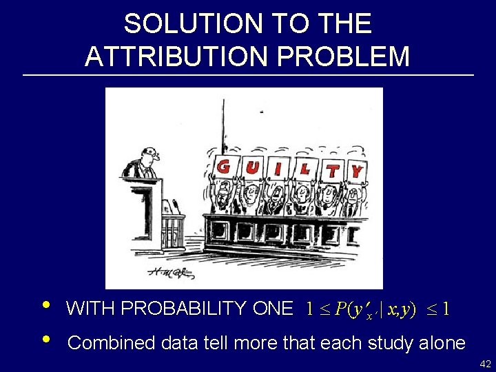 SOLUTION TO THE ATTRIBUTION PROBLEM • • WITH PROBABILITY ONE 1 P(y x |