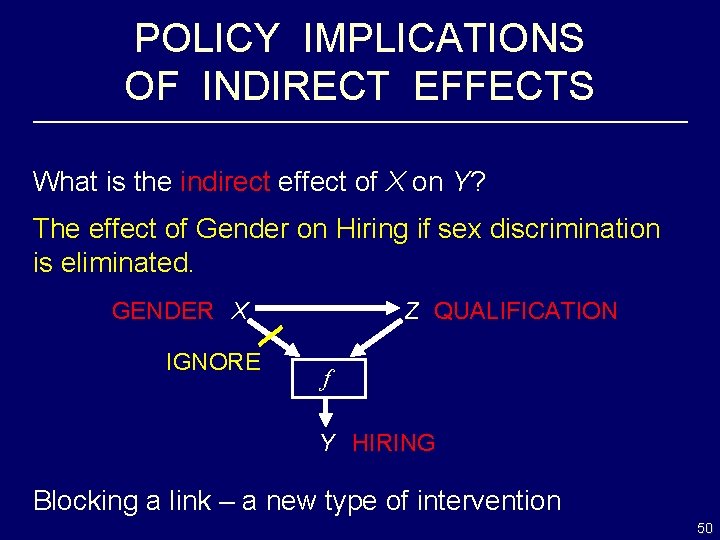 POLICY IMPLICATIONS OF INDIRECT EFFECTS What is the indirect effect of X on Y?