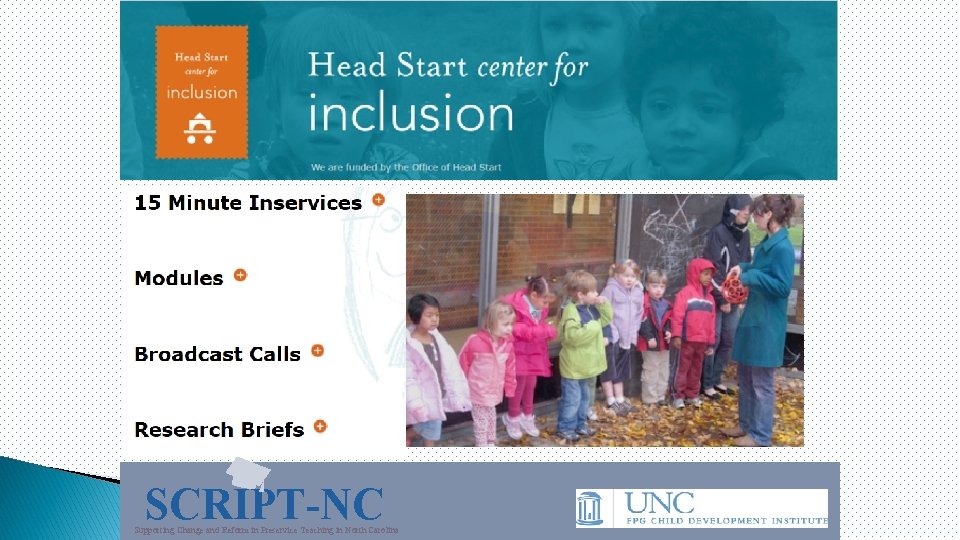 Exceptional Children’s Assistance Center (ECAC) SCRIPT-NC Supporting Change and Reform in Preservice Teaching in