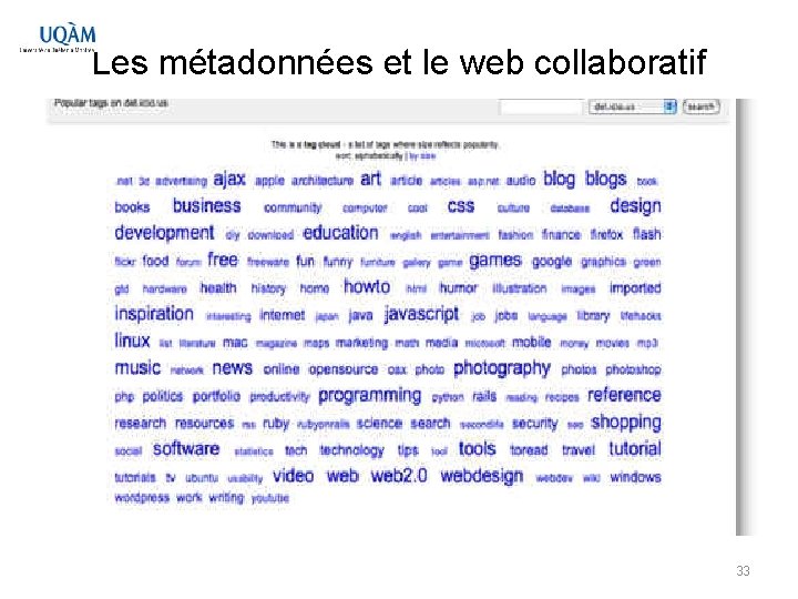 Les métadonnées et le web collaboratif 33 