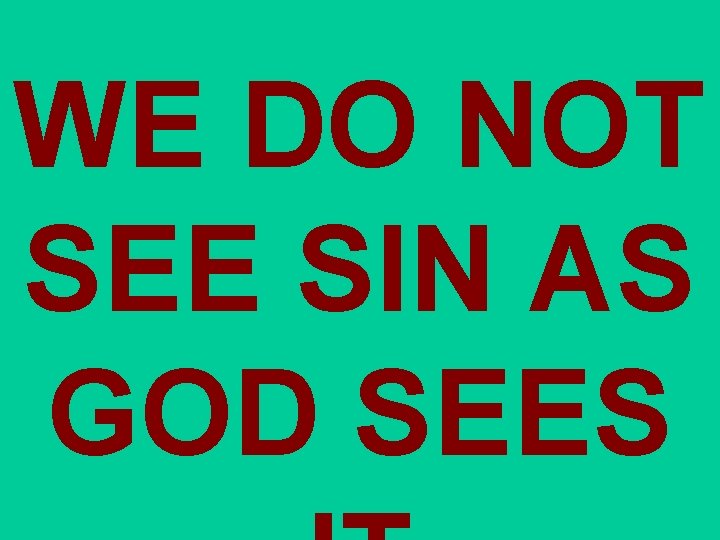 WE DO NOT SEE SIN AS GOD SEES WE DO NOT SEE SIN AS GOD SEES
