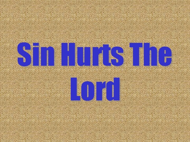 Sin Hurts The Lord Sin Hurts The Lord