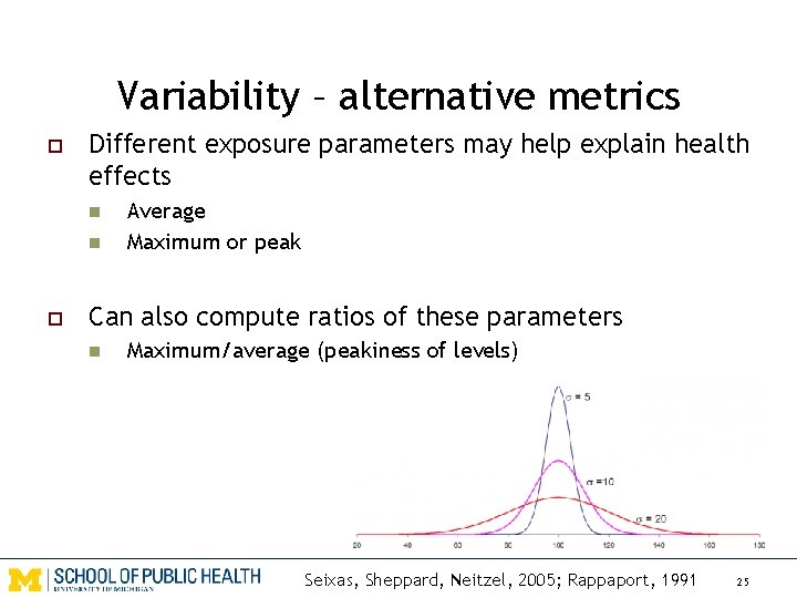 Variability – alternative metrics o Different exposure parameters may help explain health effects n