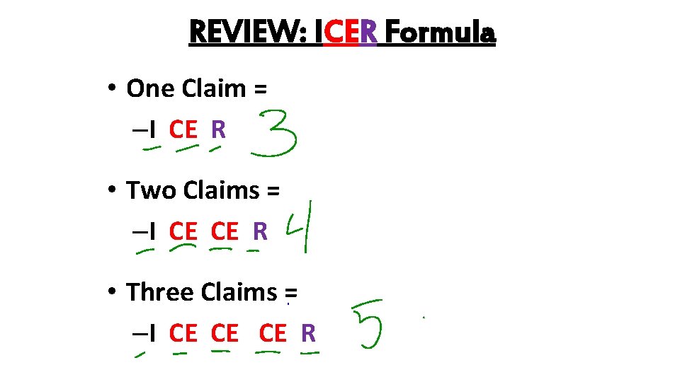 REVIEW: ICER Formula • One Claim = –I CE R • Two Claims =