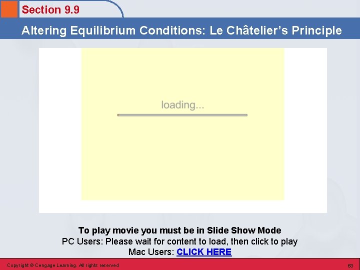 Section 9. 9 Altering Equilibrium Conditions: Le Châtelier’s Principle To play movie you must