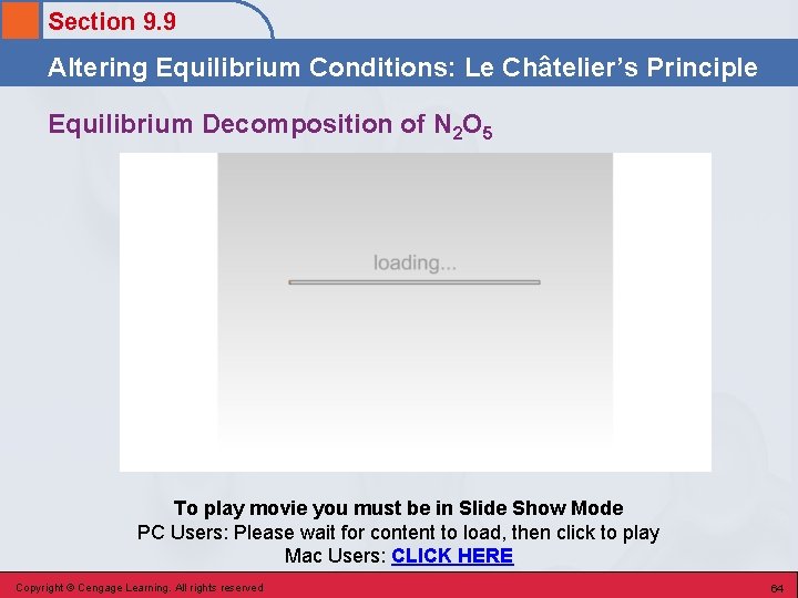 Section 9. 9 Altering Equilibrium Conditions: Le Châtelier’s Principle Equilibrium Decomposition of N 2