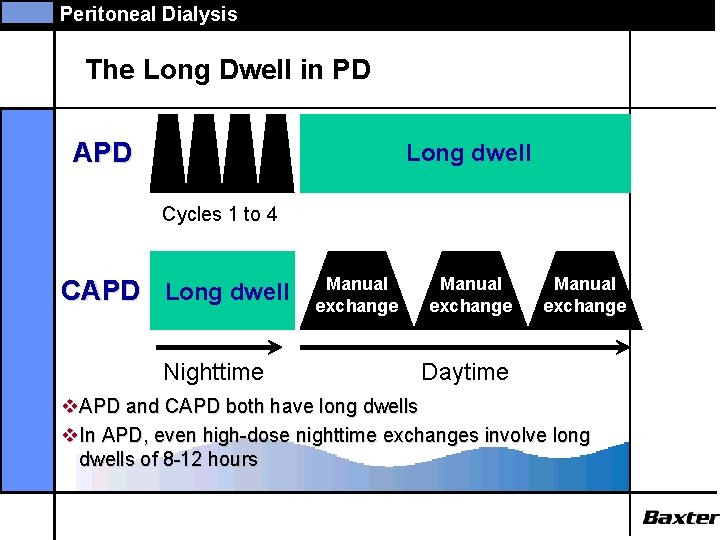 Peritoneal Dialysis The Long Dwell in PD APD Long dwell Cycles 1 to 4