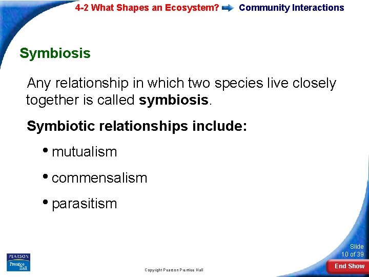 4 -2 What Shapes an Ecosystem? Community Interactions Symbiosis Any relationship in which two 4 -2 What Shapes an Ecosystem? Community Interactions Symbiosis Any relationship in which two
