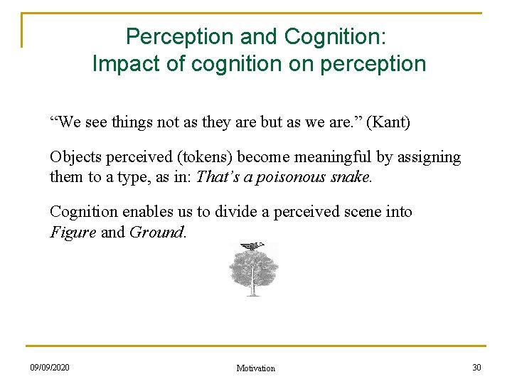 Perception and Cognition: Impact of cognition on perception “We see things not as they