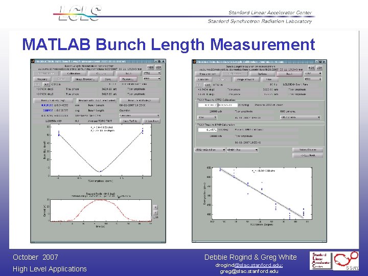 MATLAB Bunch Length Measurement October 2007 High Level Applications Debbie Rogind & Greg White