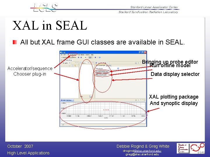 XAL in SEAL All but XAL frame GUI classes are available in SEAL. Accelerator/sequence