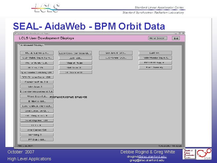 SEAL- Aida. Web - BPM Orbit Data P 2 BPMHER//BPMS BPMD=38 October 2007 High