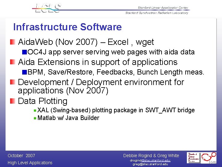 Infrastructure Software Aida. Web (Nov 2007) – Excel , wget OC 4 J app