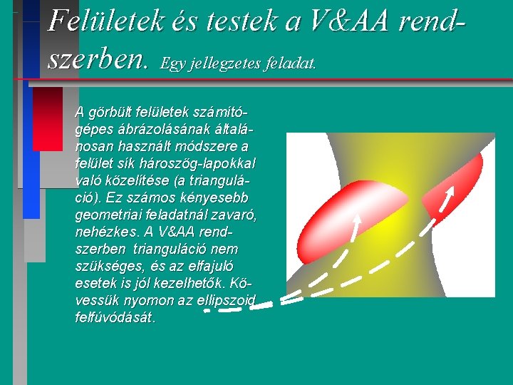 Felületek és testek a V&AA rendszerben. Egy jellegzetes feladat. A görbült felületek számítógépes ábrázolásának