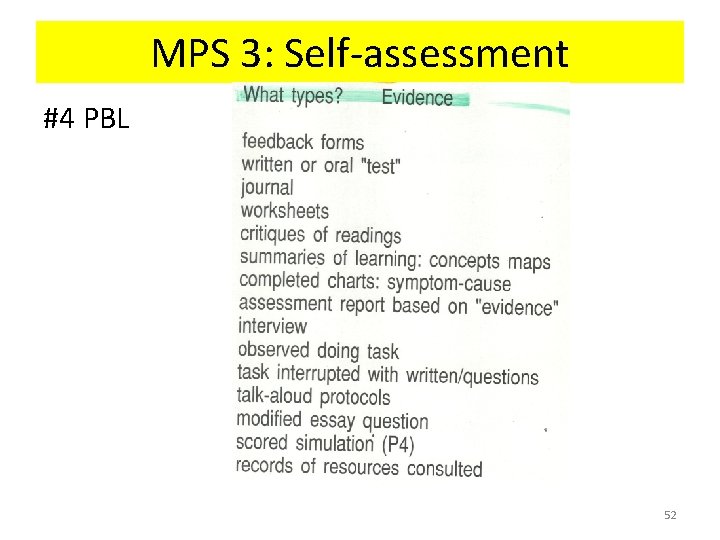 MPS 3: Self-assessment #4 PBL 52 