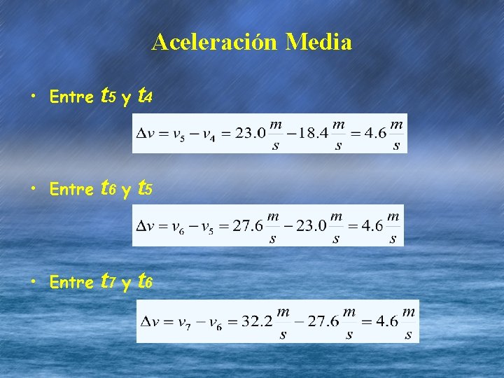 Aceleración Media • Entre t 5 y t 4 • Entre t 6 y