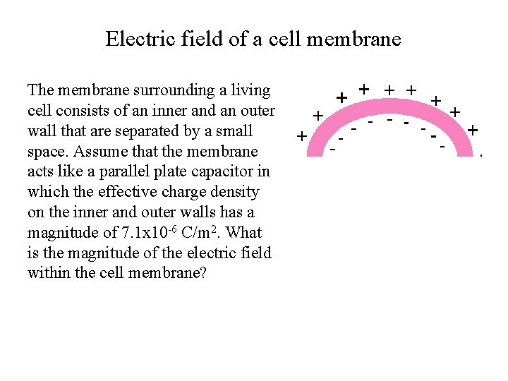 Electric field of a cell membrane The membrane surrounding a living cell consists of